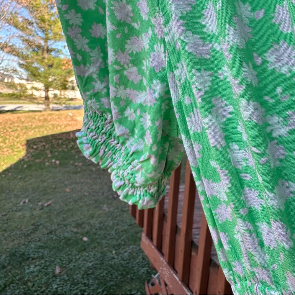 Spring Dress Who What Wear Trad Wife Small Green Floral Tiered Ruffle Prairie - Picture 6 of 6